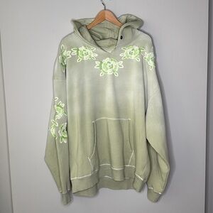 Free People We The Free Ombre Embroidered Oversized Hoodie in Green SIze Large